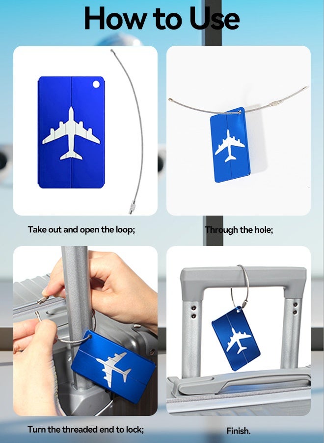 Tersely [4 Pack] Luggage Tags Business Card Holder Aluminium Metal Travel ID Bag Tag for Travel Luggage Baggage Identifier - Image 4